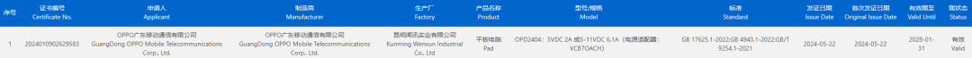 搭載驍龍8 Gen3處理器!OPPO Pad 3獲認證:支持67W快充